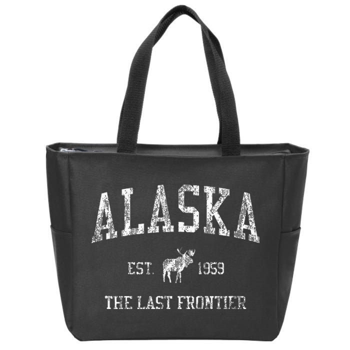 Alaska Vintage Sports Design Alaskan Moose Zip Tote Bag