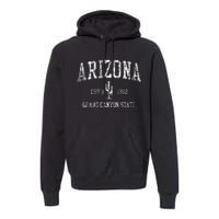 Arizona Vintage Saguaro Cactus Sports Premium Hoodie