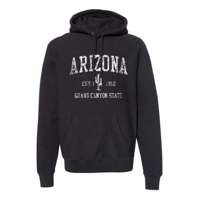 Arizona Vintage Saguaro Cactus Sports Premium Hoodie