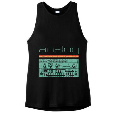 Analog Vintage Synthesizer Acid Nerd Synth 80s Ladies PosiCharge Tri-Blend Wicking Tank