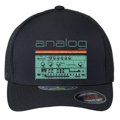 Analog Vintage Synthesizer Acid Nerd Synth 80s Flexfit Unipanel Trucker Cap