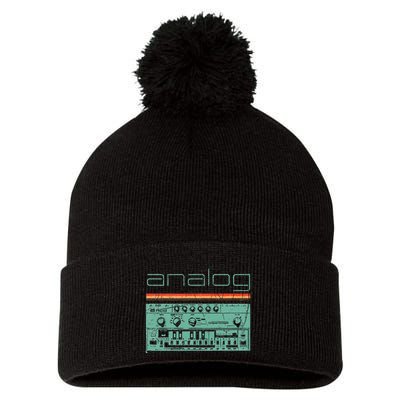 Analog Vintage Synthesizer Acid Nerd Synth 80s Pom Pom 12in Knit Beanie