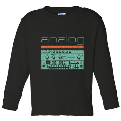 Analog Vintage Synthesizer Acid Nerd Synth 80s Toddler Long Sleeve Shirt
