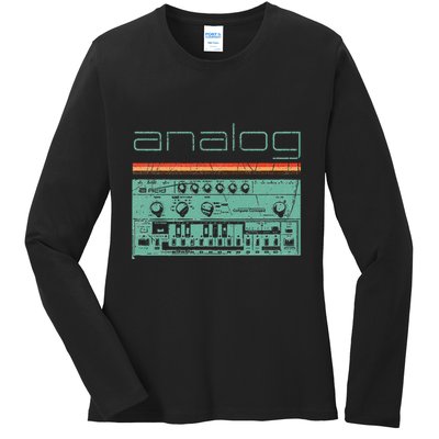 Analog Vintage Synthesizer Acid Nerd Synth 80s Ladies Long Sleeve Shirt