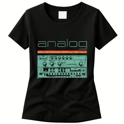 Analog Vintage Synthesizer Acid Nerd Synth 80s Womens T-Shirt