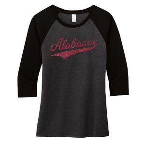 Alabama Varsity Script Classic Sports Jersey Style Women's Tri-Blend 3/4-Sleeve Raglan Shirt