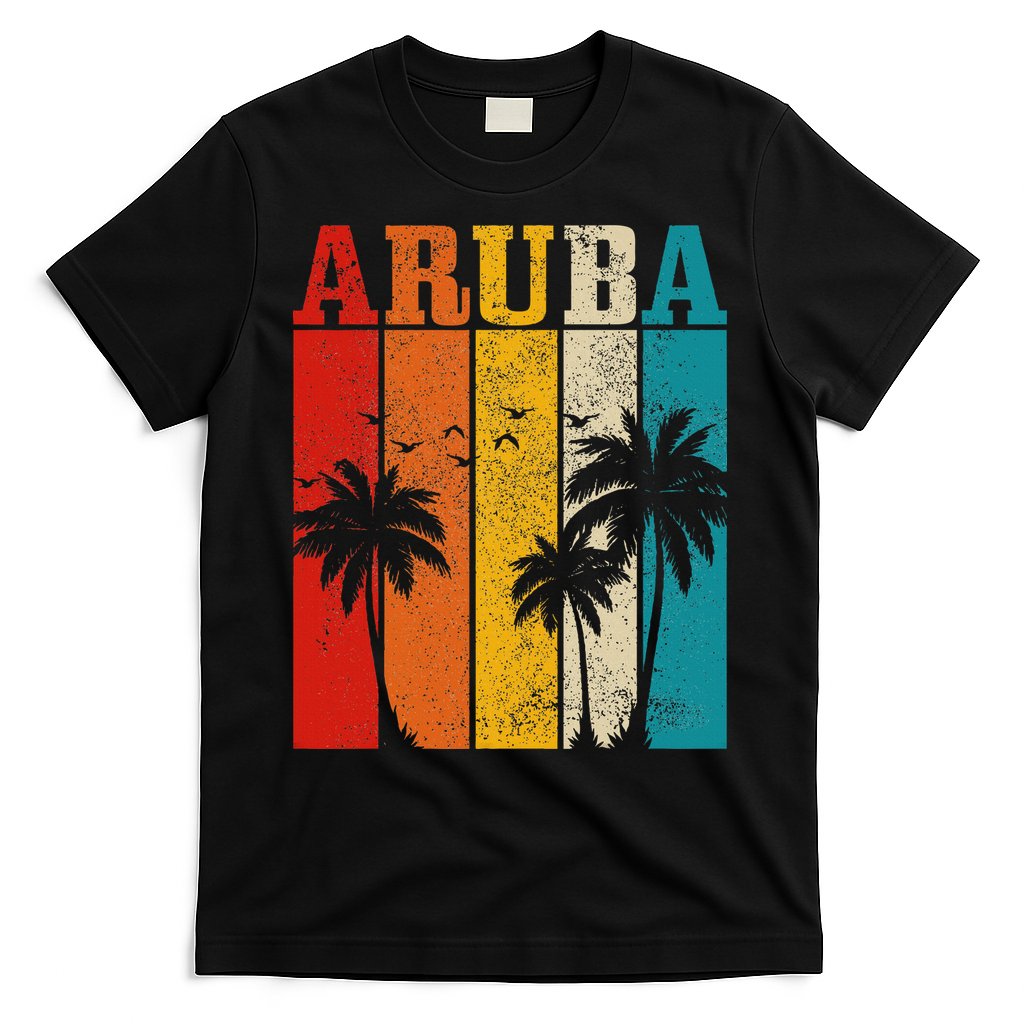 Aruba Vintage Surf Palm Trees Surfer Souvenir T-Shirt