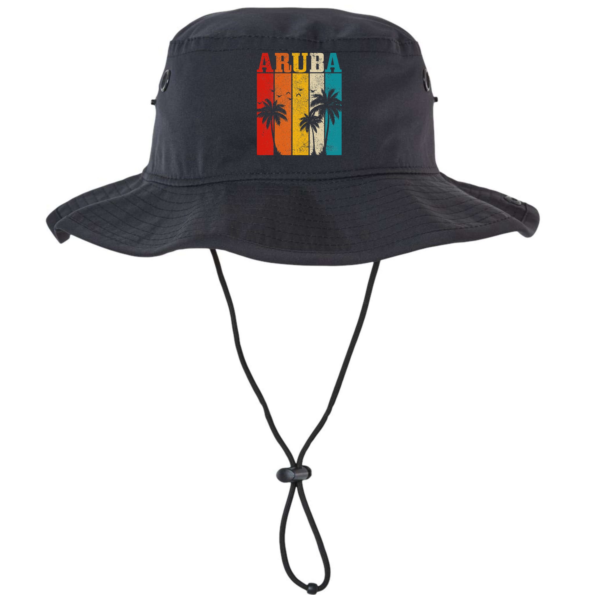 Aruba Vintage Surf Palm Trees Surfer Souvenir Bucket Hat