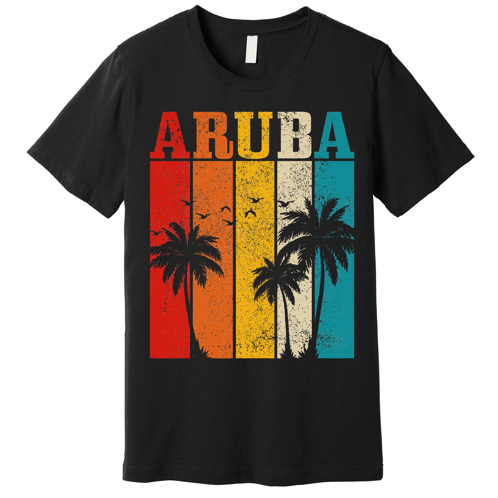 Aruba Vintage Surf Palm Trees Surfer Souvenir Premium T-Shirt