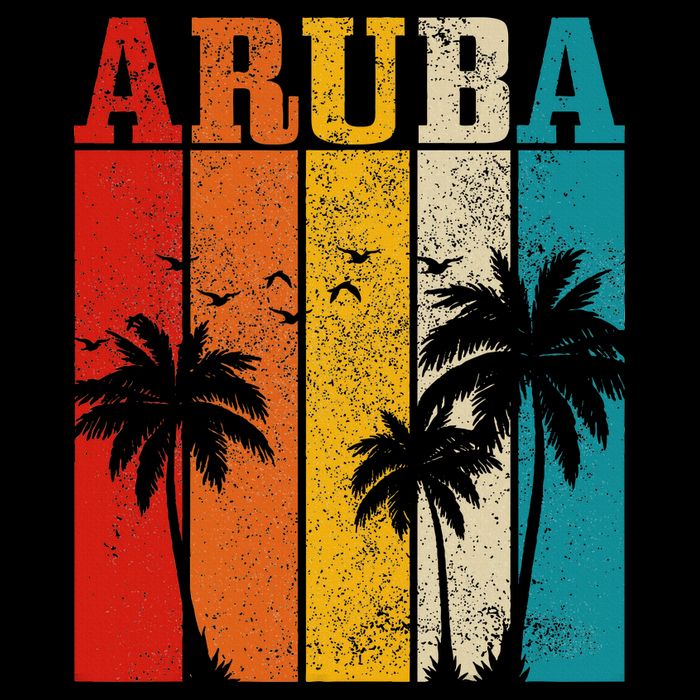 Aruba Vintage Surf Palm Trees Surfer Souvenir Toddler T-Shirt