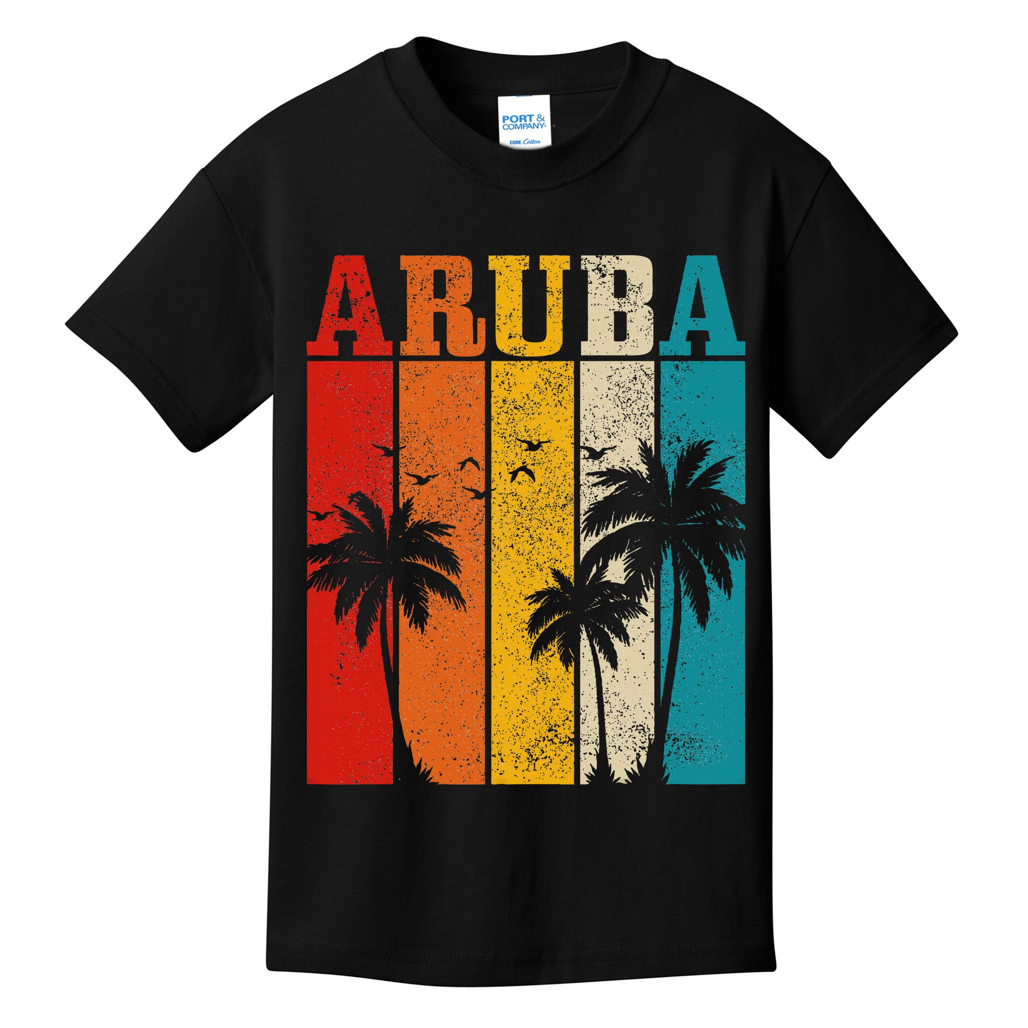 Aruba Vintage Surf Palm Trees Surfer Souvenir Kids T-Shirt