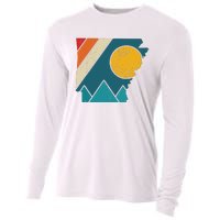 Arkansas Vintage State Map Mountains Hiking Pride Gift Cooling Performance Long Sleeve Crew