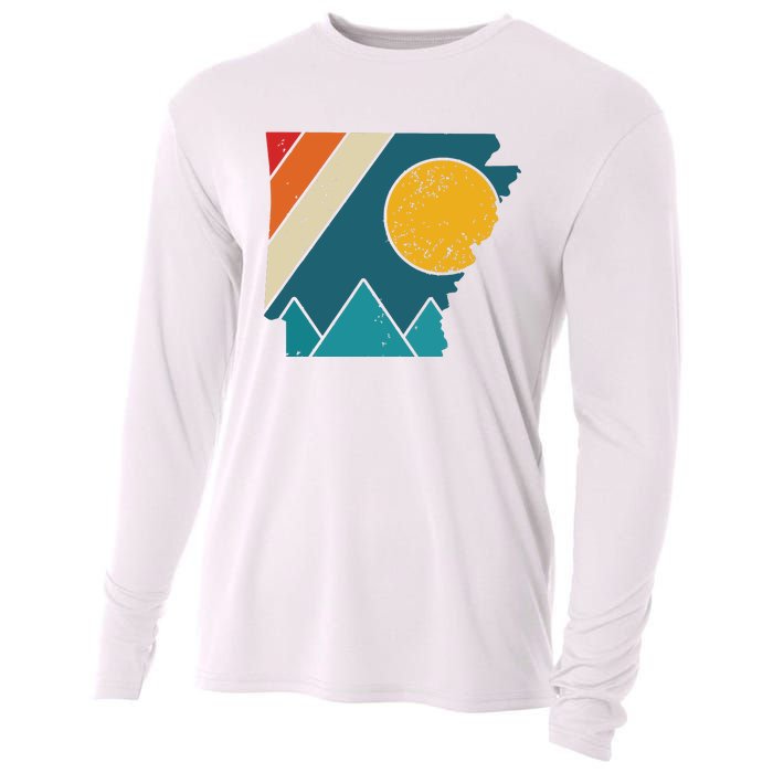 Arkansas Vintage State Map Mountains Hiking Pride Gift Cooling Performance Long Sleeve Crew