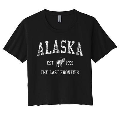 Alaska Vintage Sports Design Alaskan Moose Women's Crop Top Tee