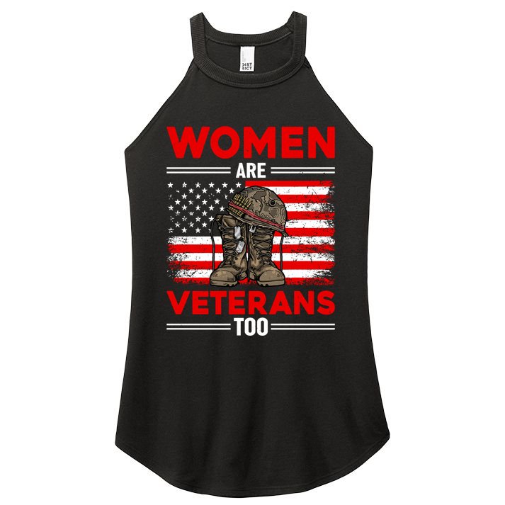 Are Veterans Too Patriotic Female Veteran Mom Grandma Gift Women's Perfect Tri Rocker Tank