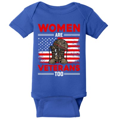 Are Veterans Too Patriotic Female Veteran Mom Grandma Gift Baby Bodysuit