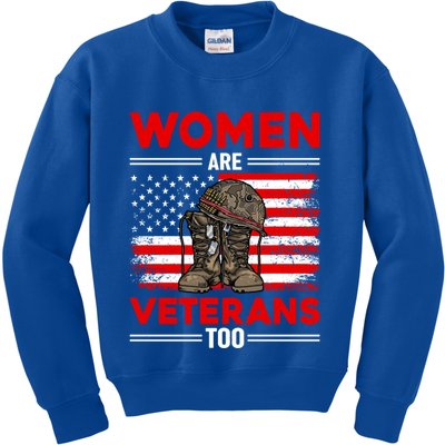 Are Veterans Too Patriotic Female Veteran Mom Grandma Gift Kids Sweatshirt