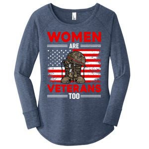 Are Veterans Too Patriotic Female Veteran Mom Grandma Gift Women's Perfect Tri Tunic Long Sleeve Shirt