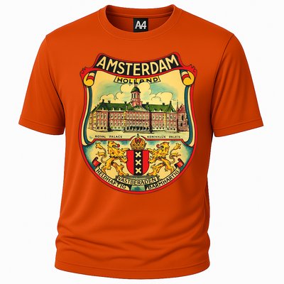 Amsterdam Vintage Travel Decal Cooling Performance Crew T-Shirt