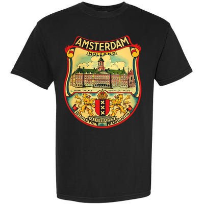 Amsterdam Vintage Travel Decal Garment-Dyed Heavyweight T-Shirt