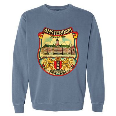 Amsterdam Vintage Travel Decal Garment-Dyed Sweatshirt