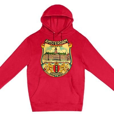 Amsterdam Vintage Travel Decal Premium Pullover Hoodie