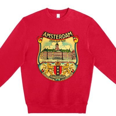 Amsterdam Vintage Travel Decal Premium Crewneck Sweatshirt