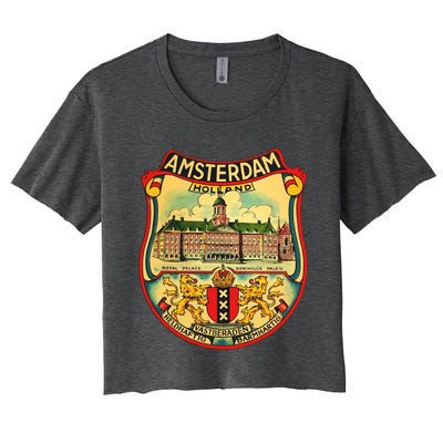 Amsterdam Vintage Travel Decal Women's Crop Top Tee