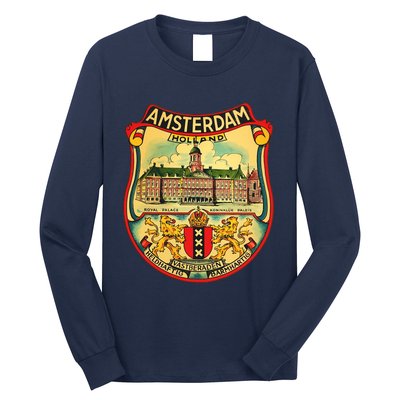 Amsterdam Vintage Travel Decal Long Sleeve Shirt