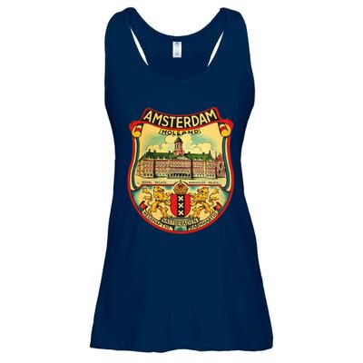 Amsterdam Vintage Travel Decal Ladies Essential Flowy Tank