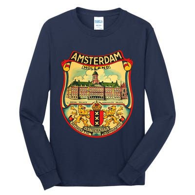 Amsterdam Vintage Travel Decal Tall Long Sleeve T-Shirt