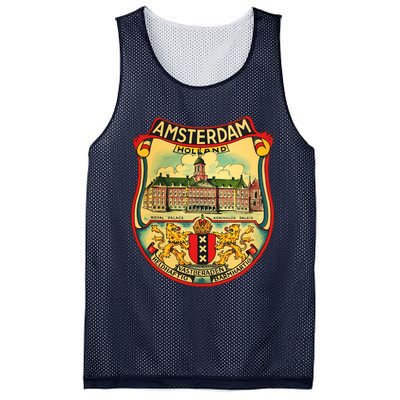 Amsterdam Vintage Travel Decal Mesh Reversible Basketball Jersey Tank