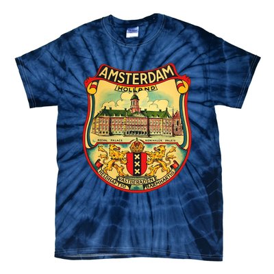 Amsterdam Vintage Travel Decal Tie-Dye T-Shirt