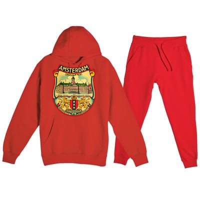 Amsterdam Vintage Travel Decal Premium Hooded Sweatsuit Set