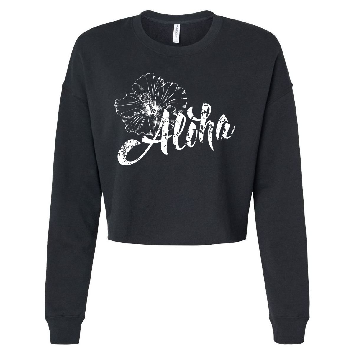 Aloha Vintage Tropical Hawaii Cropped Pullover Crew