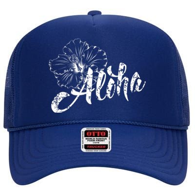 Aloha Vintage Tropical Hawaii High Crown Mesh Back Trucker Hat