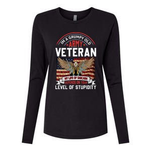 Army Veteran T Womens Cotton Relaxed Long Sleeve T-Shirt