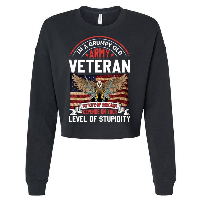 Army Veteran T Cropped Pullover Crew