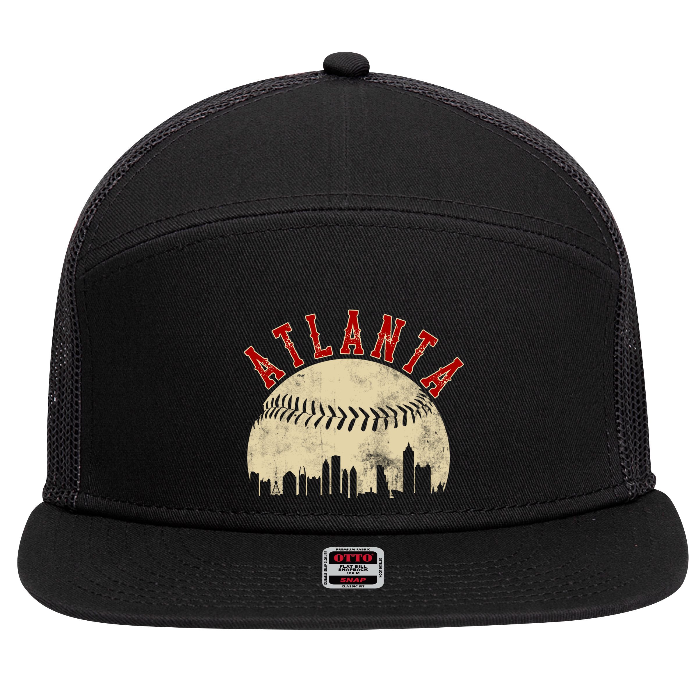 Atlanta Vintage Torn Old Classic Baseball Team 7 Panel Mesh Trucker Snapback Hat
