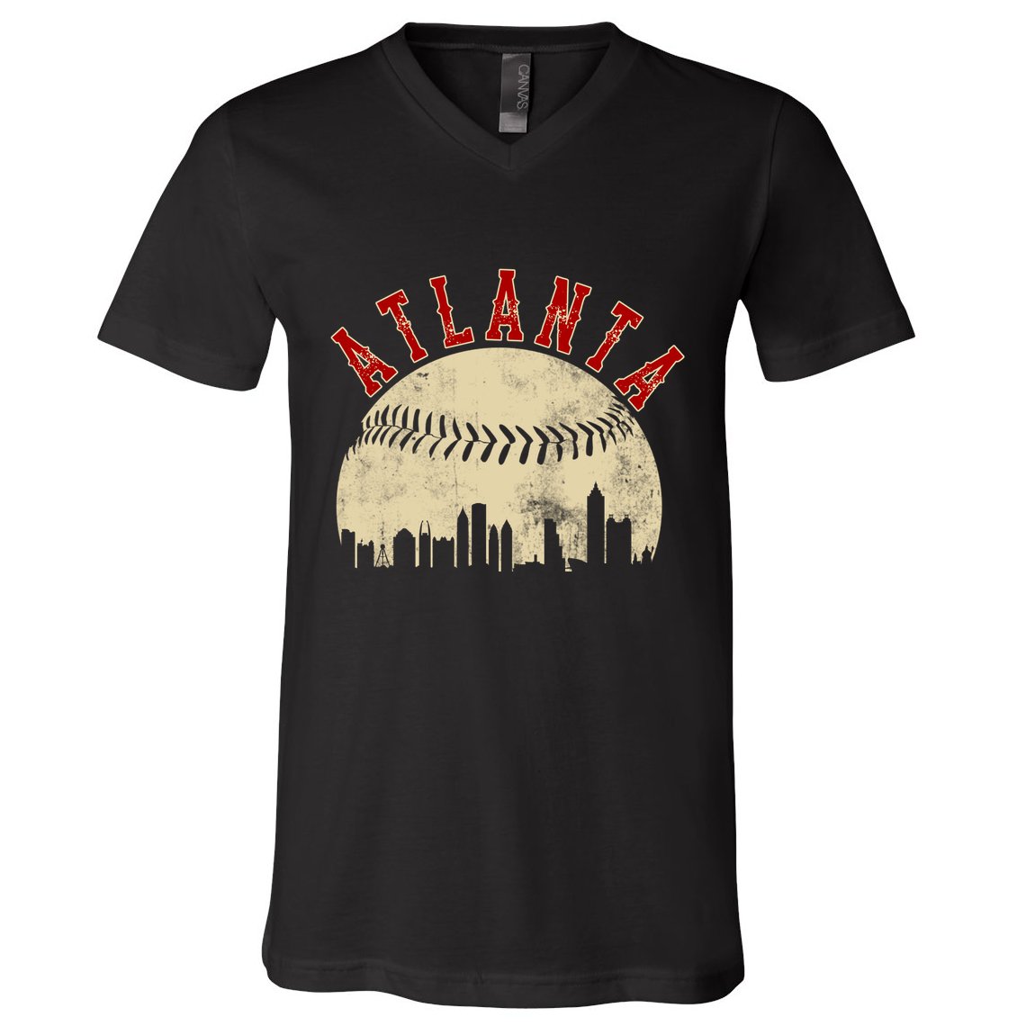 Atlanta Vintage Torn Old Classic Baseball Team V-Neck T-Shirt