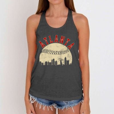 Atlanta Vintage Torn Old Classic Baseball Team Women's Knotted Racerback Tank