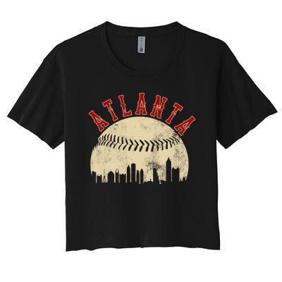 Atlanta Vintage Torn Old Classic Baseball Team Women's Crop Top Tee