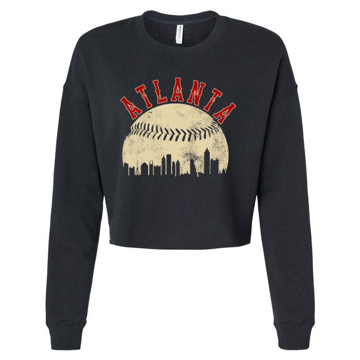 Atlanta Vintage Torn Old Classic Baseball Team Cropped Pullover Crew