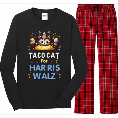 America Vote Taco Cat Dudes For Kamala Harris Vote Nov 2024 Long Sleeve Pajama Set