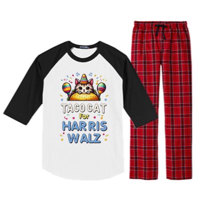 America Vote Taco Cat Dudes For Kamala Harris Vote Nov 2024 Raglan Sleeve Pajama Set