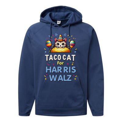 America Vote Taco Cat Dudes For Kamala Harris Vote Nov 2024 Performance Fleece Hoodie