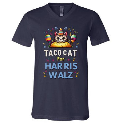 America Vote Taco Cat Dudes For Kamala Harris Vote Nov 2024 V-Neck T-Shirt