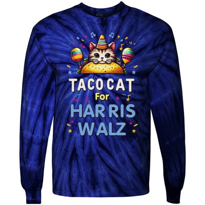 America Vote Taco Cat Dudes For Kamala Harris Vote Nov 2024 Tie-Dye Long Sleeve Shirt