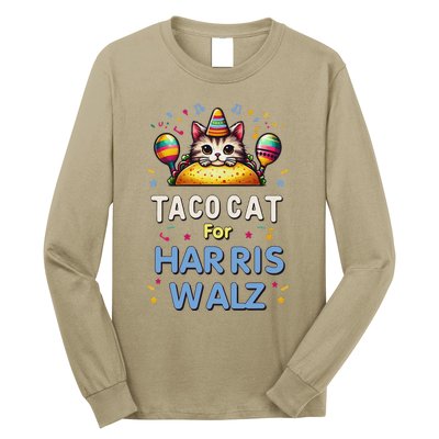 America Vote Taco Cat Dudes For Kamala Harris Vote Nov 2024 Long Sleeve Shirt