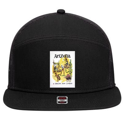 Arizona Vintage Travel Poster 7 Panel Mesh Trucker Snapback Hat